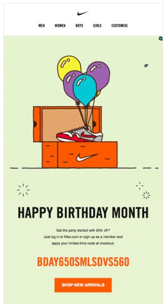 Nike birthday email