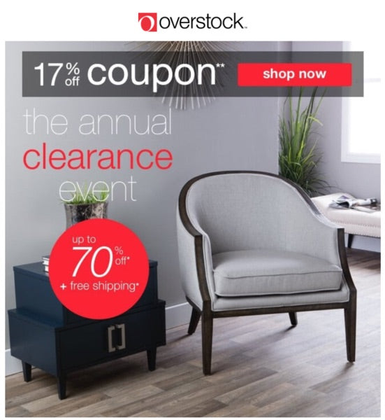 Overstock promo email