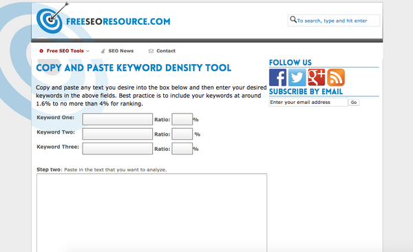 Strumenti SEO Copy and Paste Keyword Density Tool