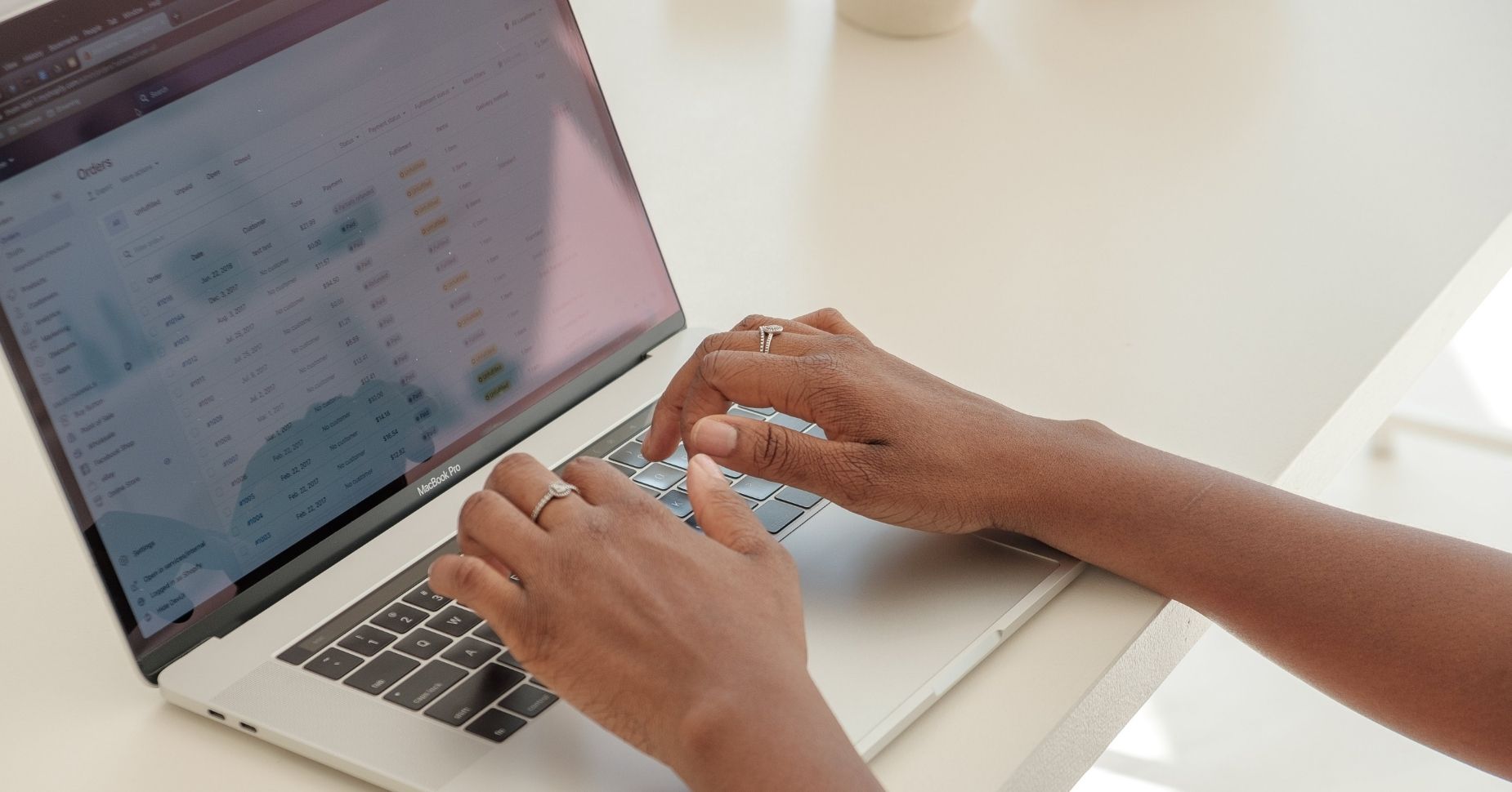 Woman reviewing invoices