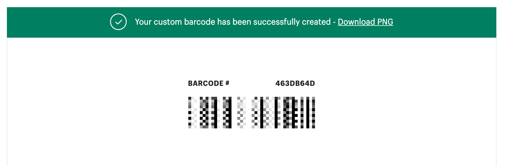 Example barcode number created with Shopify’s free tool.