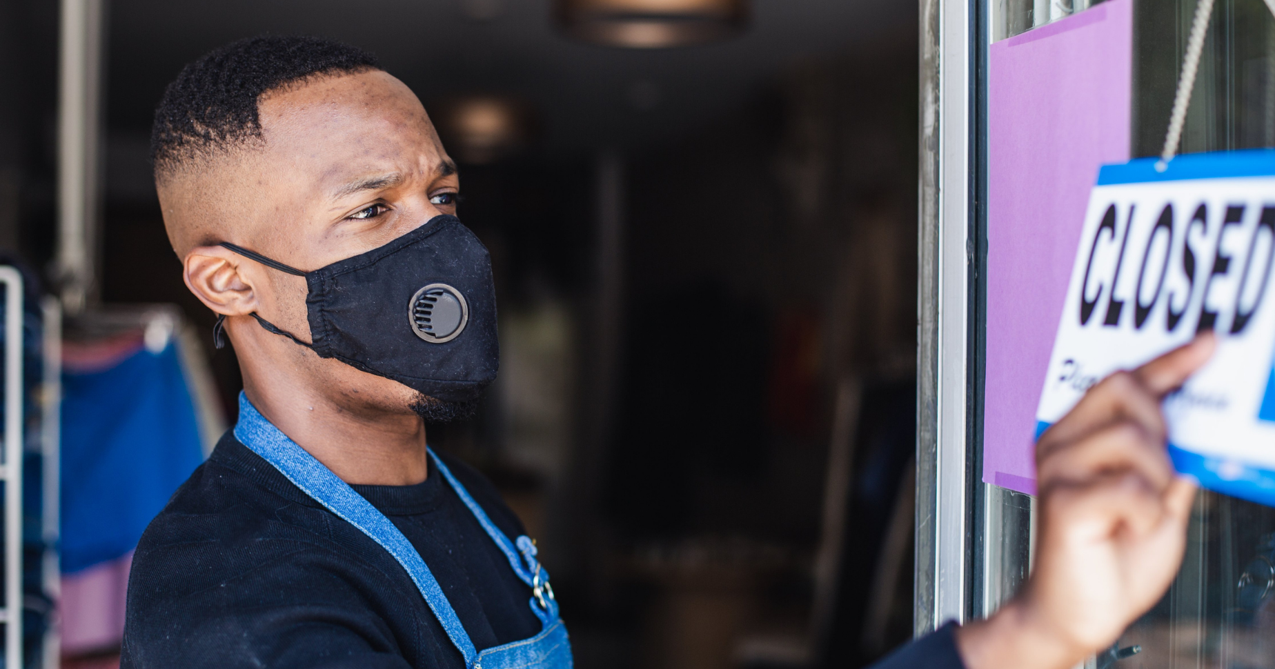 business owner with face mask