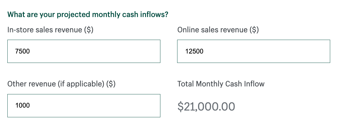 Screenshot of Shopify free cash flow calculator