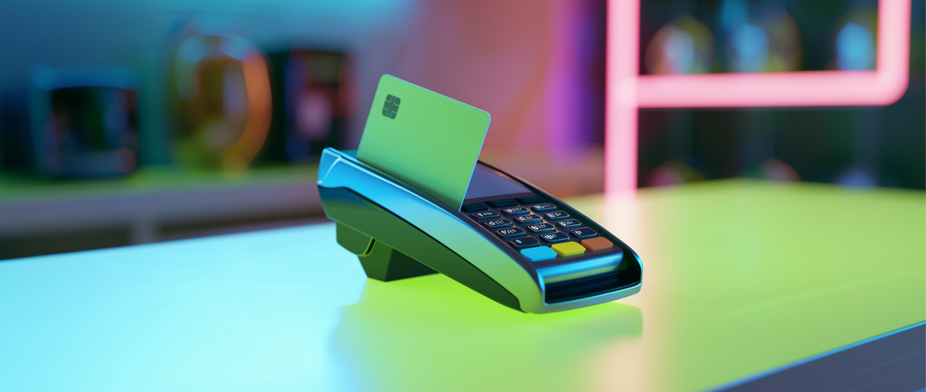 a credit card swiping through a card reader machine