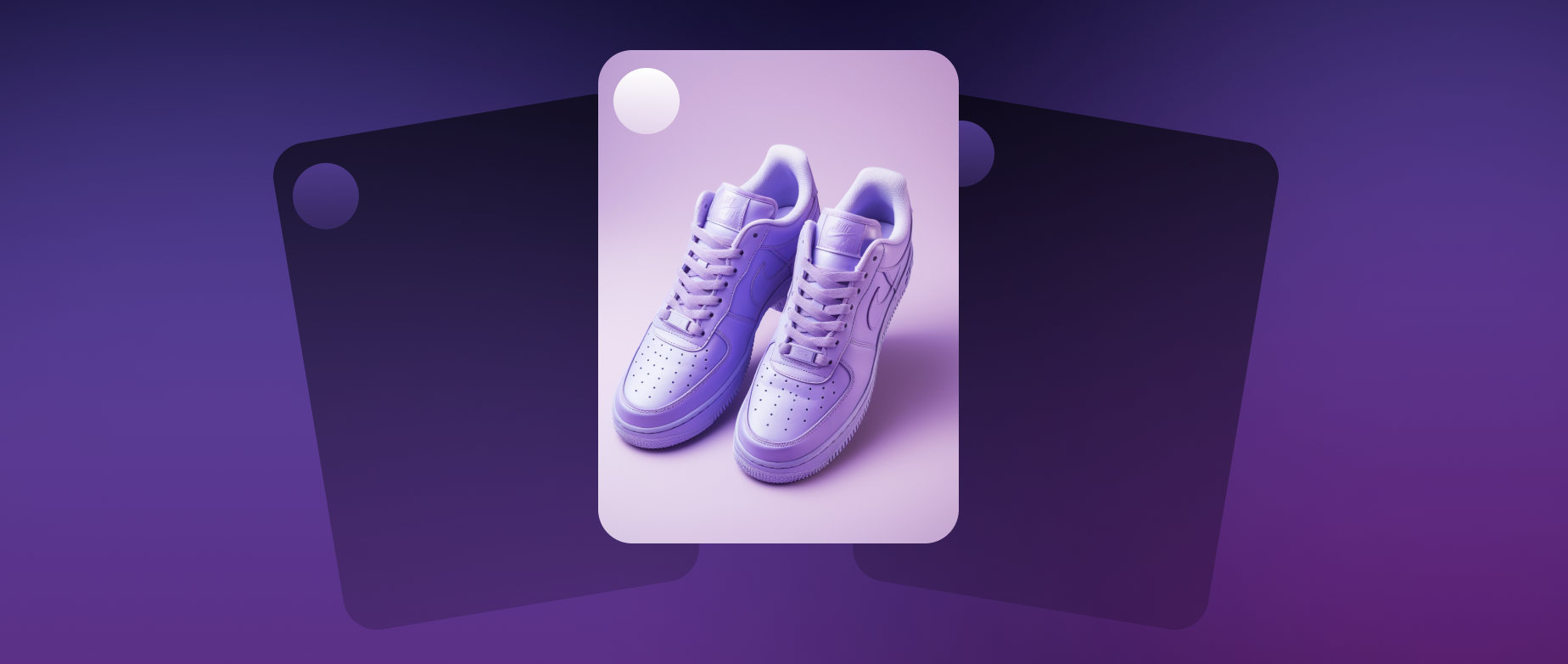 Icon of purple sneakers ad against a dark purple background.