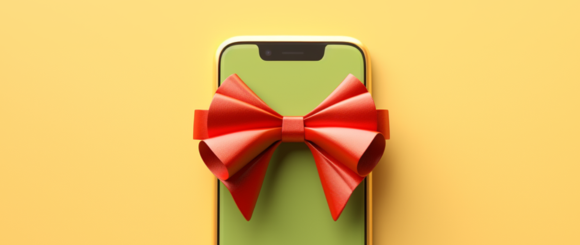 image of a bow wrapped iphone representing holiday marketing