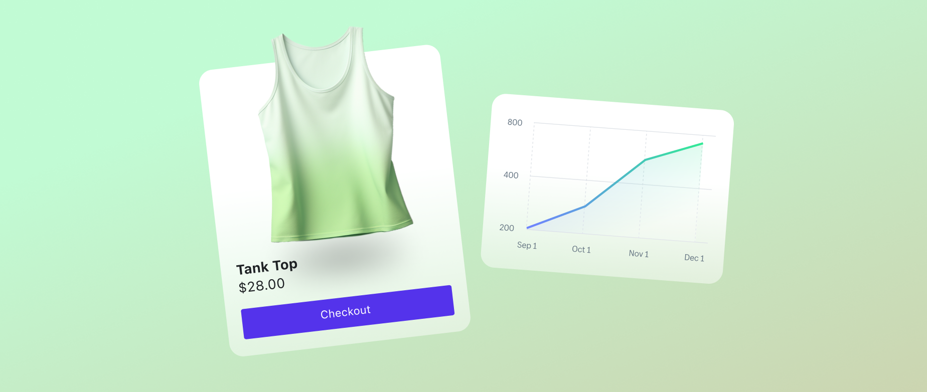 a screenshot of a tanktop on an online storefront on one side of the screen and a line graph on the other: how to open a clothing store