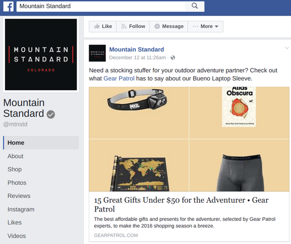Mountain Standard Facebook | Shopify Retail blog