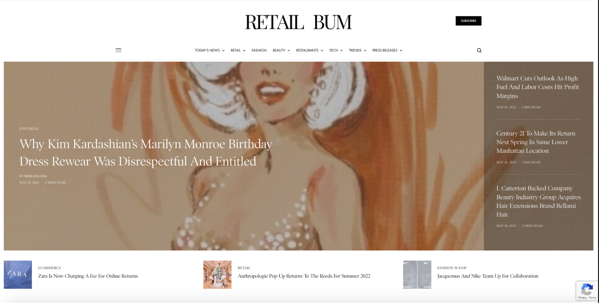 Retail Bum online retail publication homepage