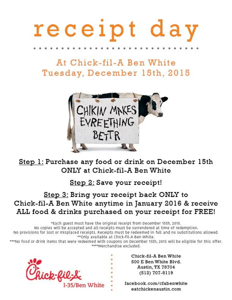 Chick-fil-A Receipt Day | Shopify Retail blog