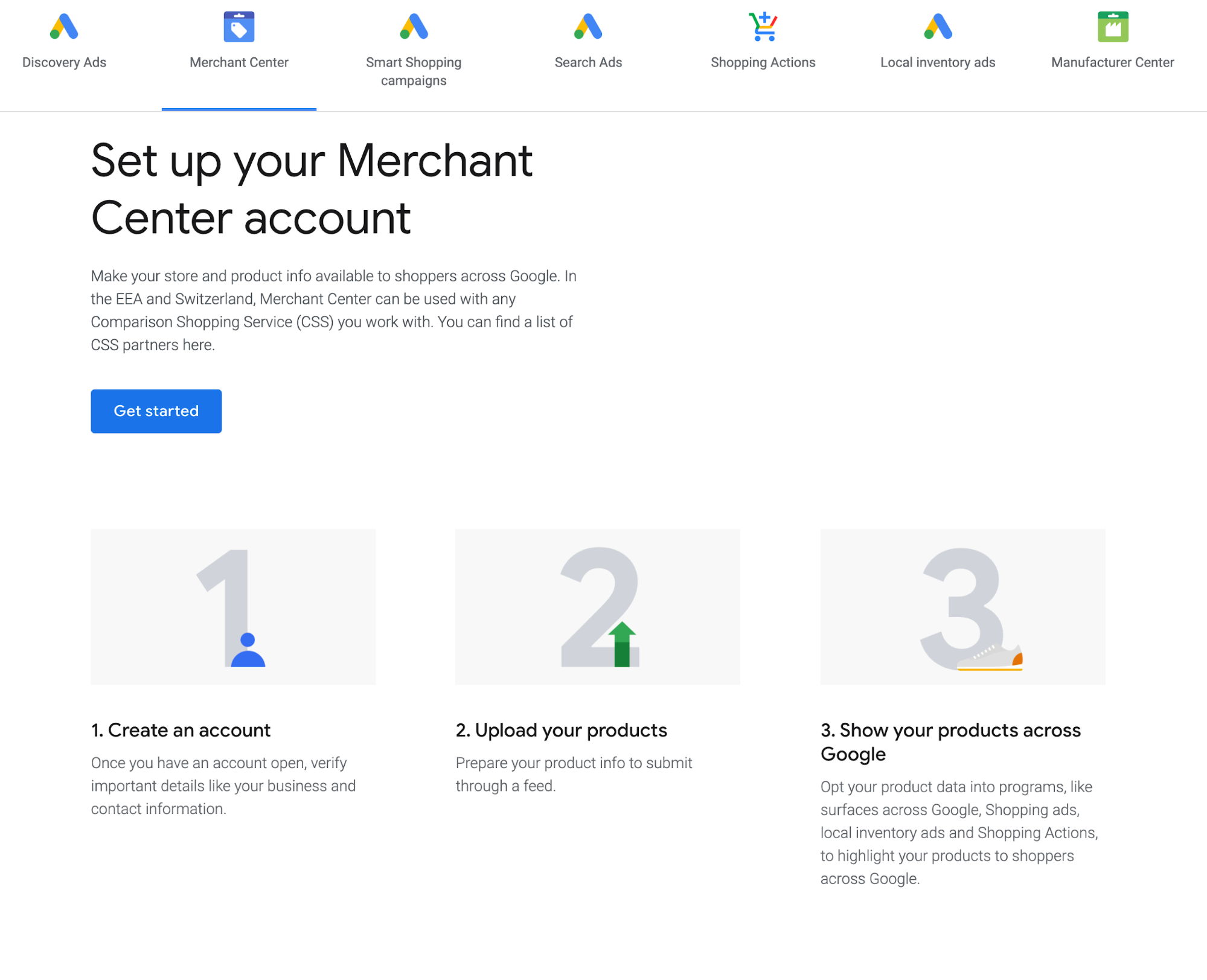 set up your merchant center account