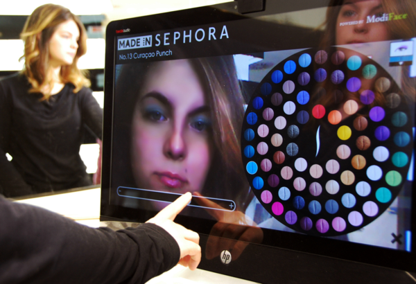 Sephora Modiface interactive display | Shopify Retail blog