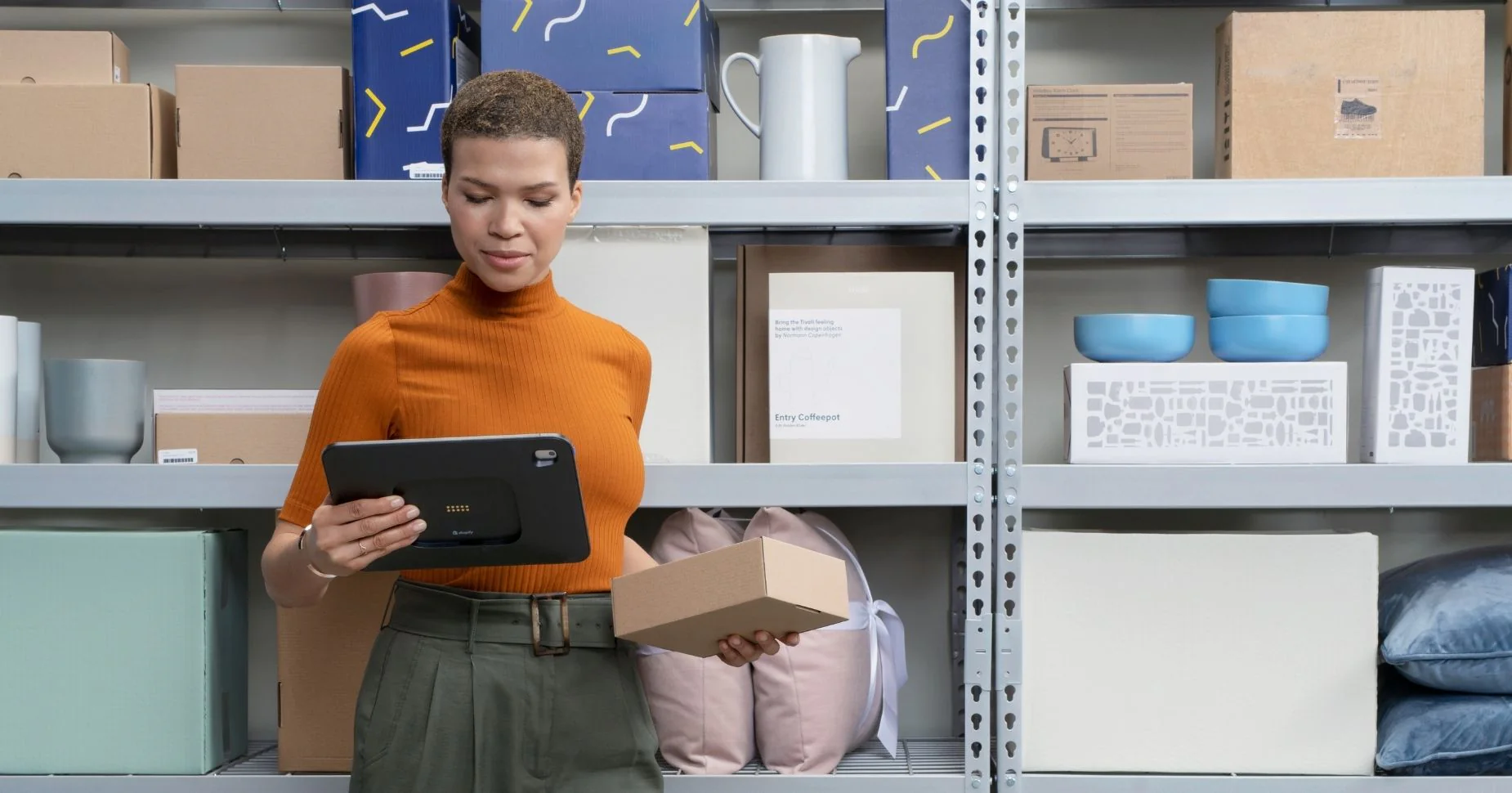 woman doing physical inventory count