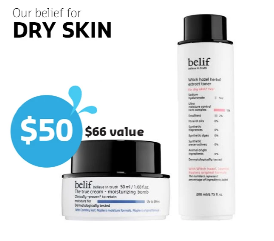 belif skincare bundle for dry skin