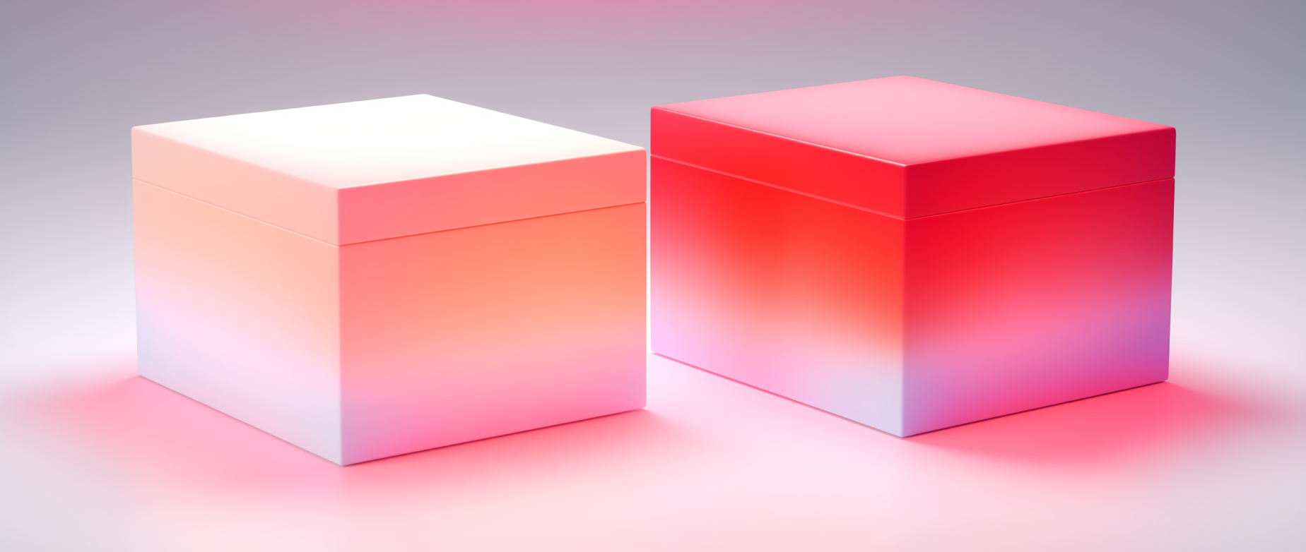 A light pink box next to a red box against a pink and white background.