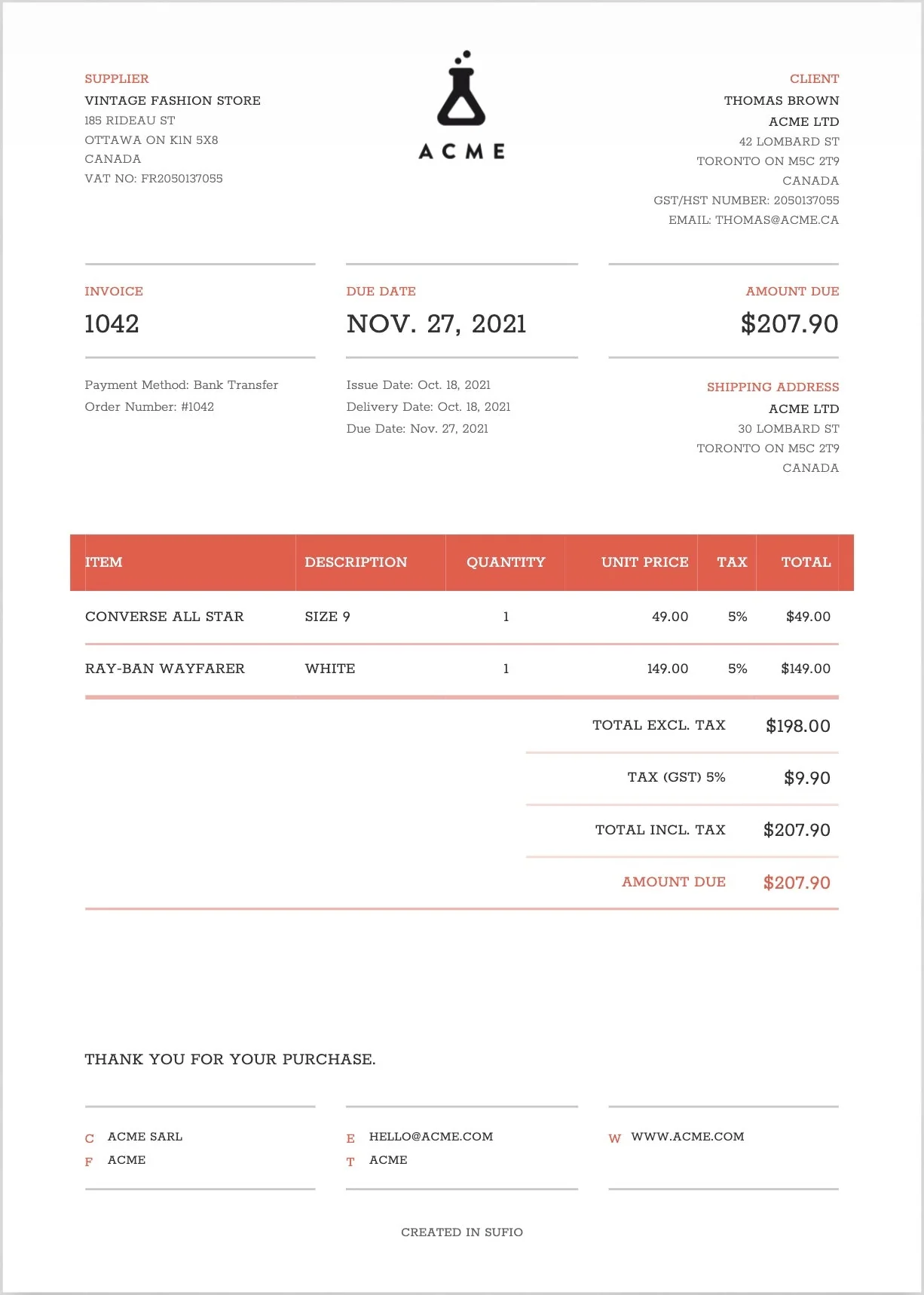 invoice example