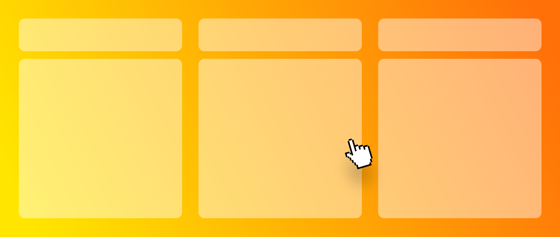 An orange and yellow background with six boxes and a cursor.