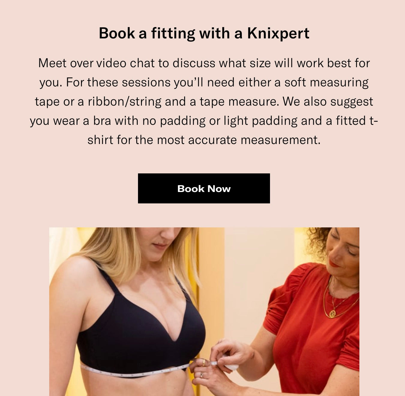Virtual Fittings Appointments Page – Knix