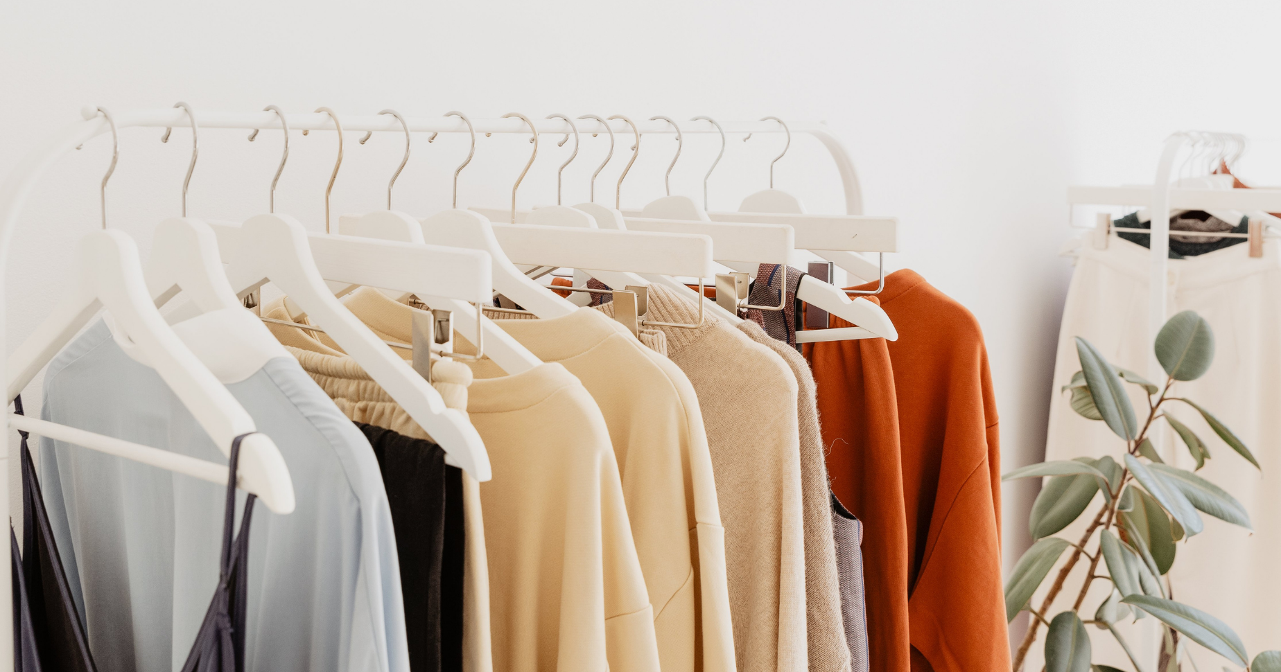 minimalist clothing rack in store