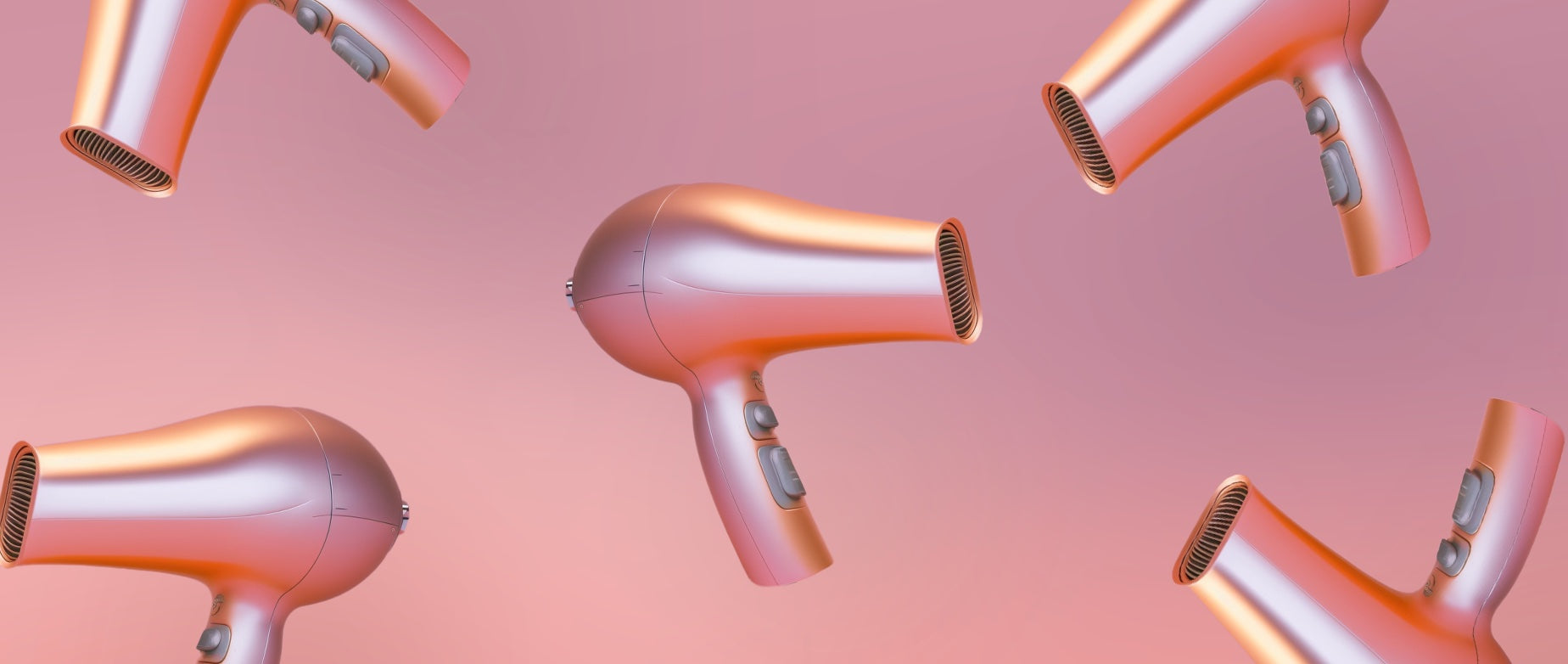 multiple hairdryers floating on a background: pos for hair salon