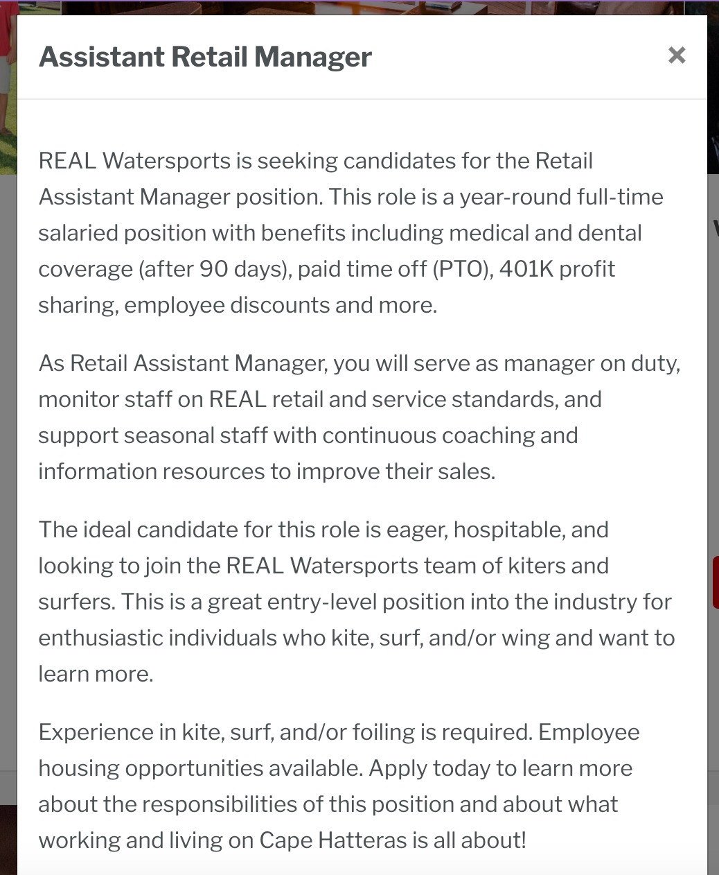 Screenshot of Saje Natural Wellness Team Leader job description