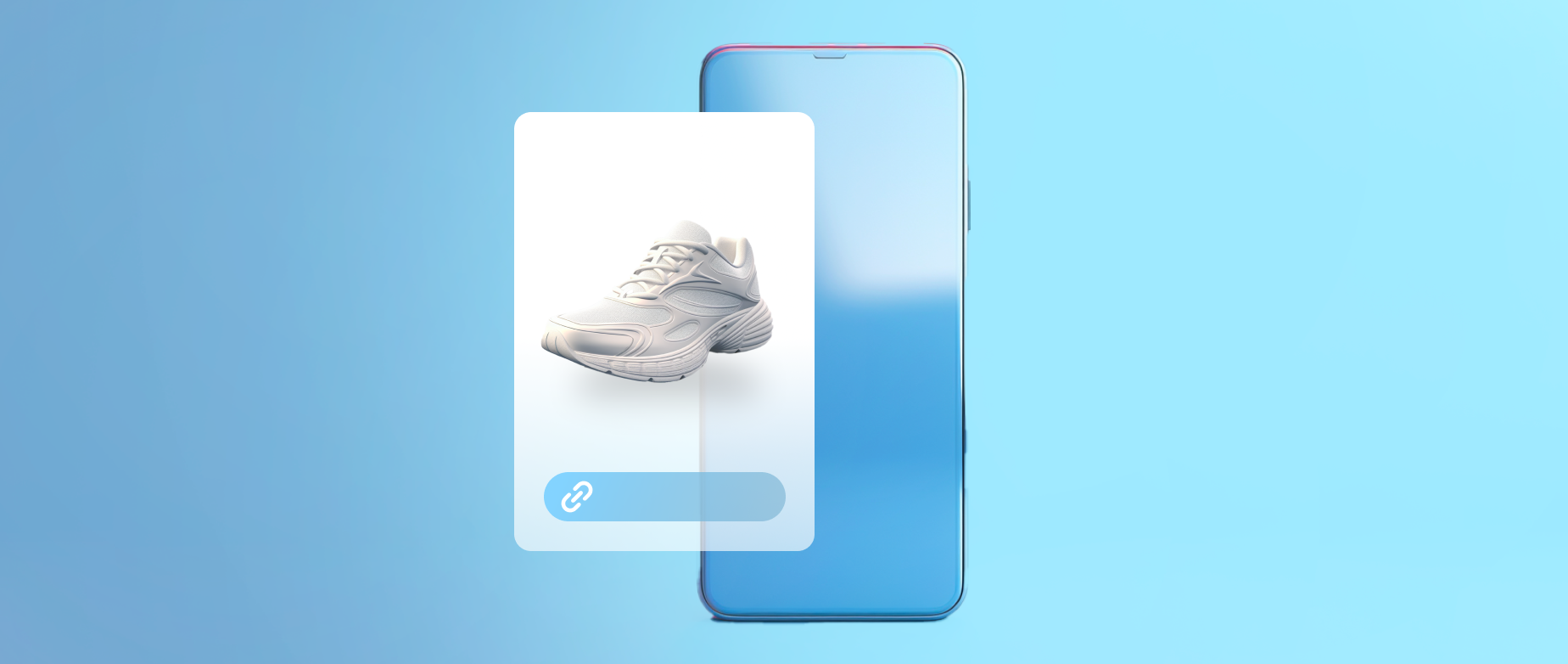 A iphone with a photo of a sneaker with link attached.