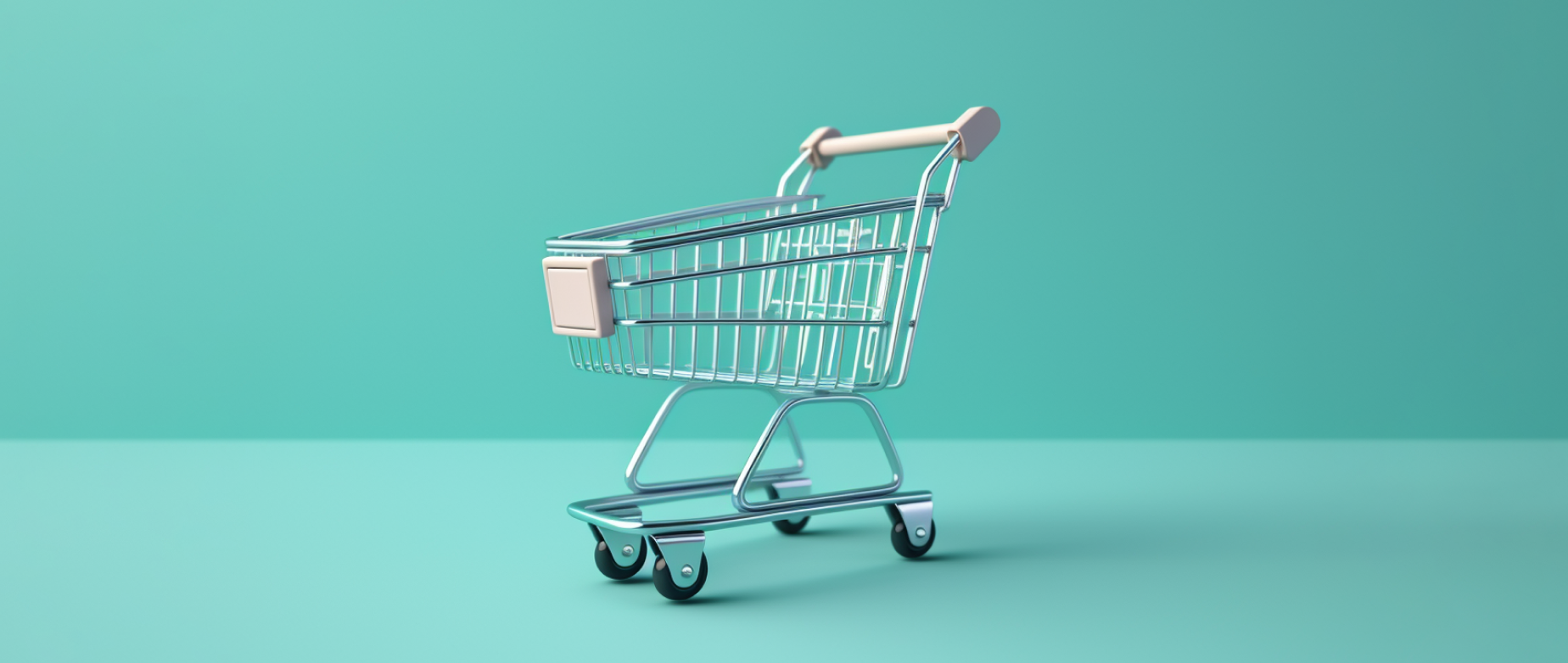 a shopping cart against a teal background: retail clienteling