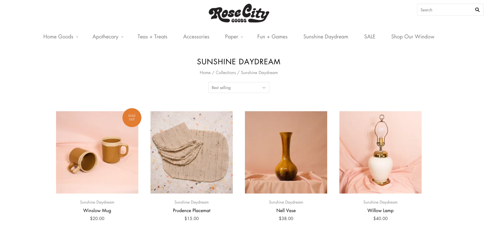 The first page of the Sunshine Daydream collection by Rose City Goods