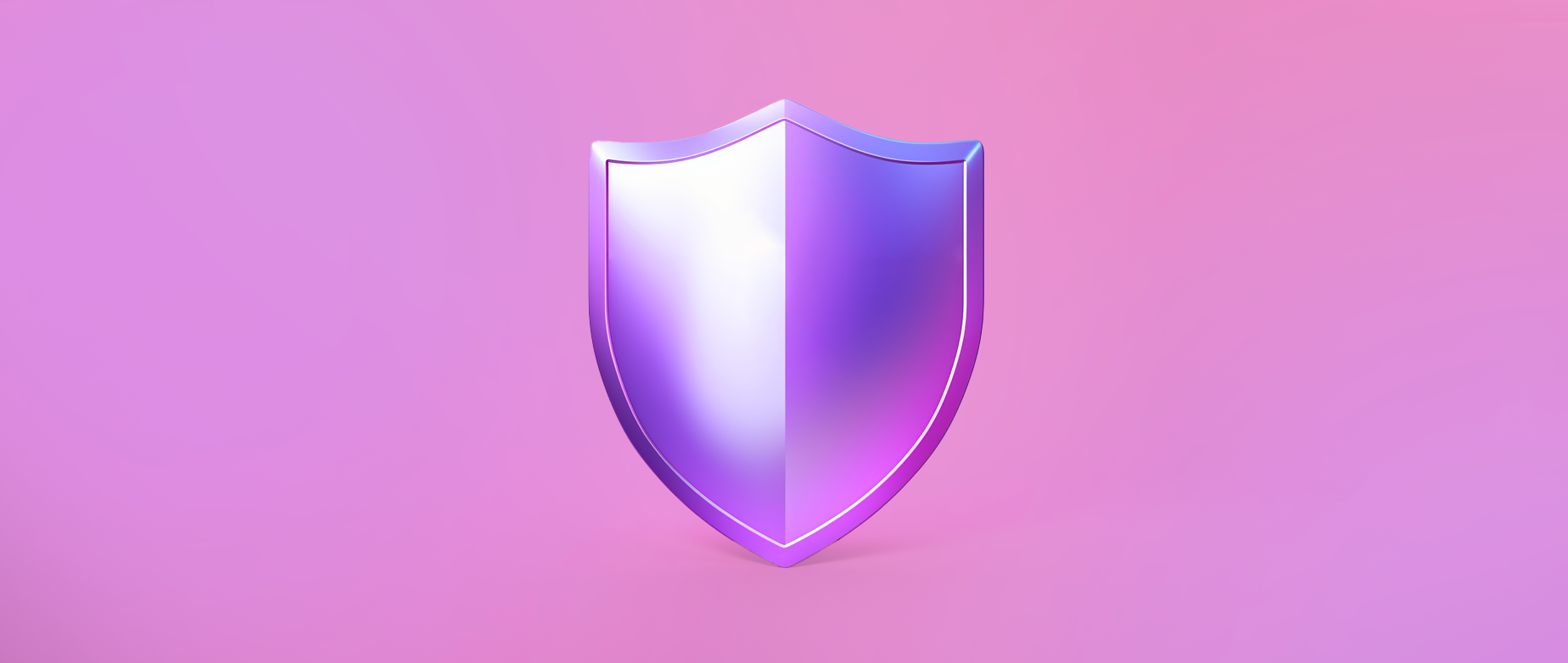 A purple shield on a pink purple background.