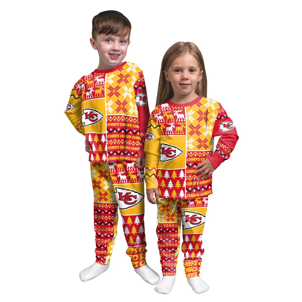 Kansas City Chiefs NFL Busy Block Family Holiday Pajamas