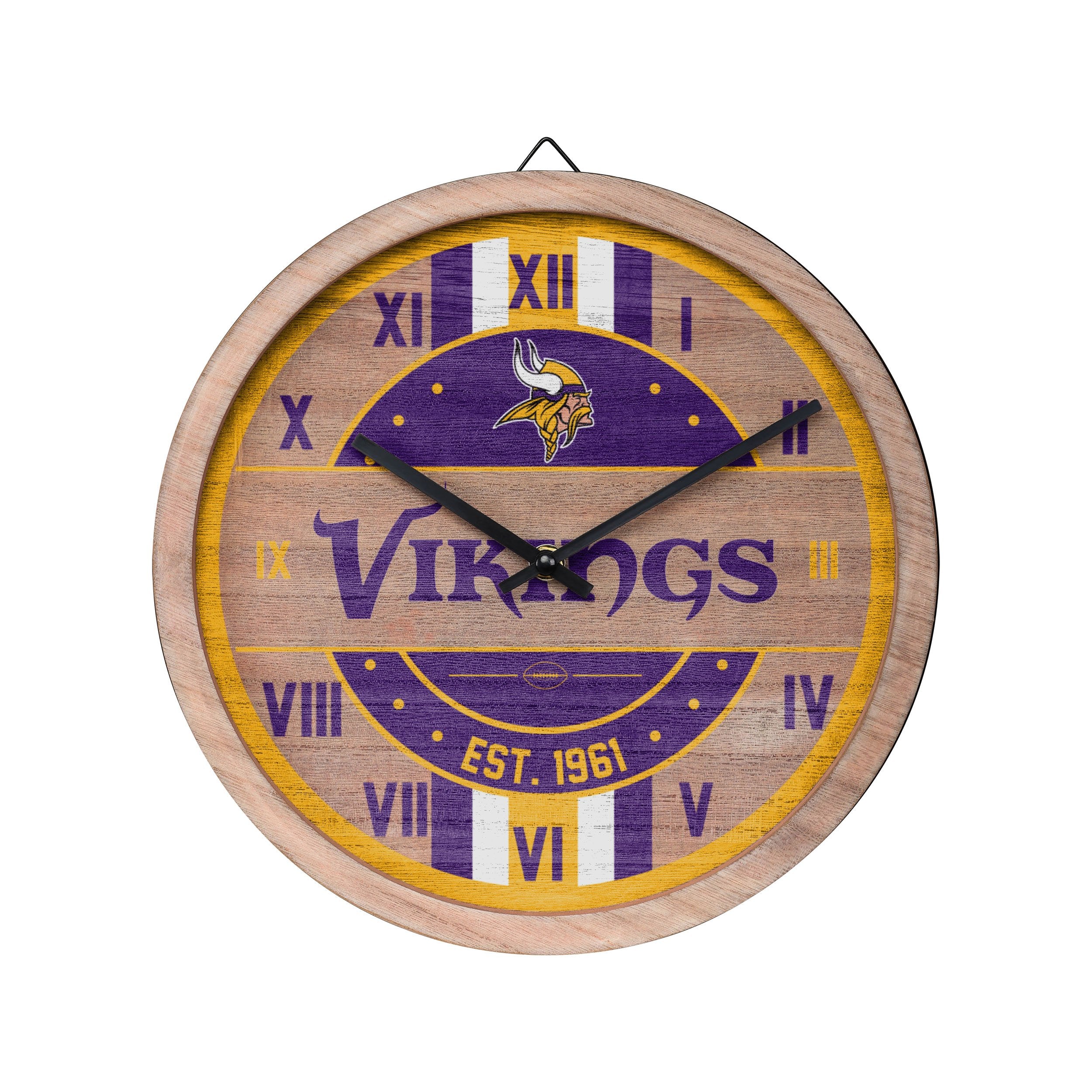 Minnesota Vikings Nfl Barrel Wall Clock