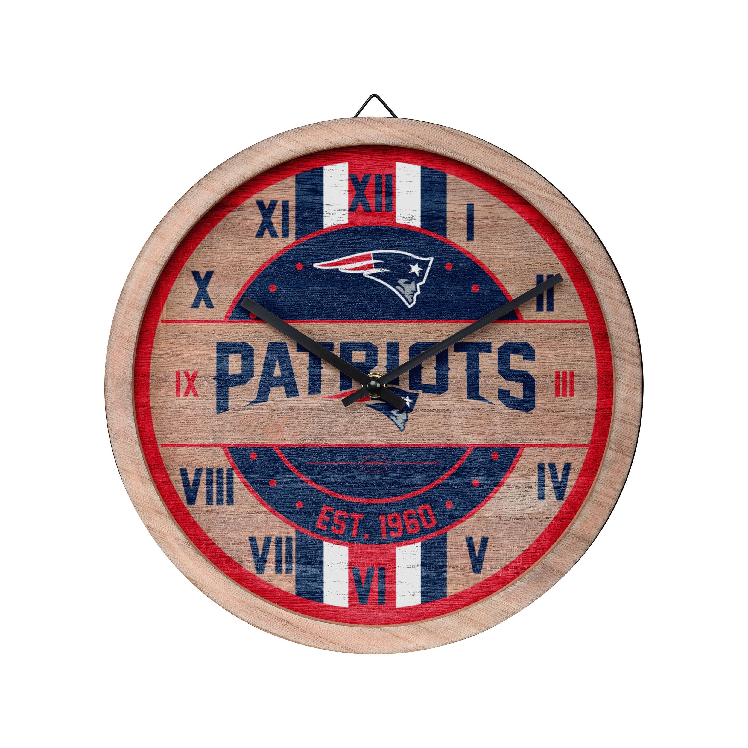 New England Patriots Nfl Barrel Wall Clock