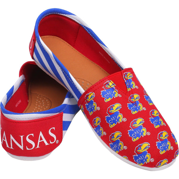 Kansas Jayhawks NCAA Womens Stripe Canvas Shoes