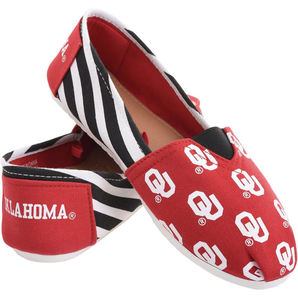 Oklahoma Sooners NCAA Womens Stripe Canvas Shoes