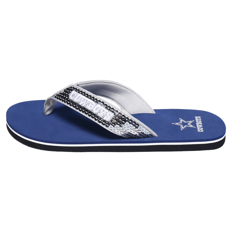 Dallas Cowboys NFL Womens Sequin Flip Flops