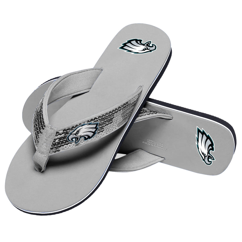 silver sequin flip flops