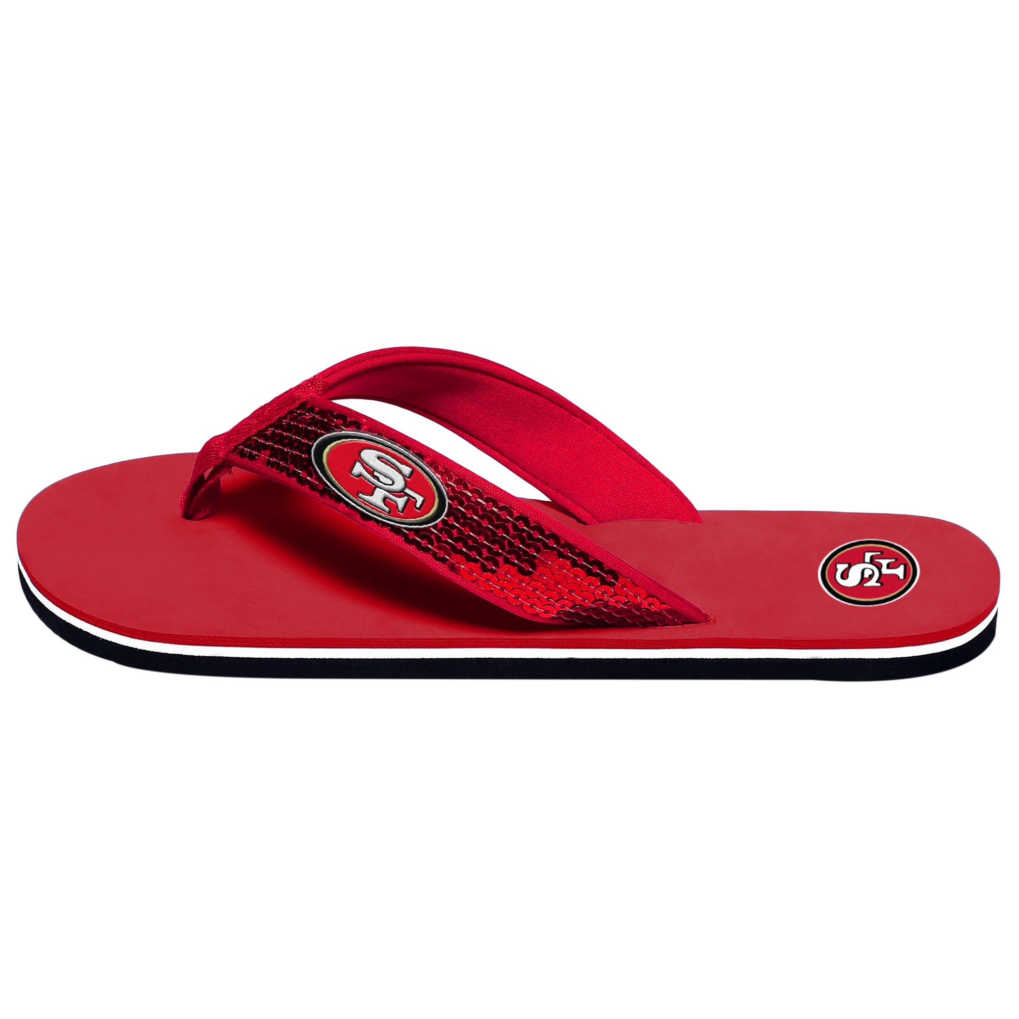 San Francisco 49ers NFL Womens Sequin Flip Flops