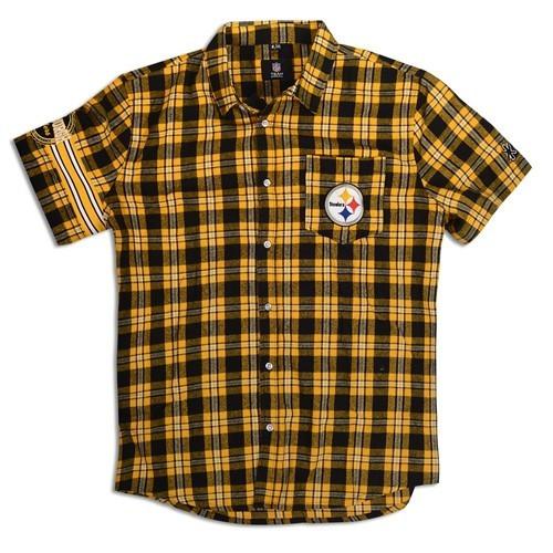 Men's Pittsburgh Steelers Gold/Black Large Check Sherpa Flannel