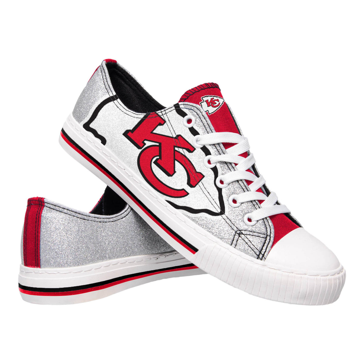 Kansas City Chiefs NFL Womens Glitter Low Top Canvas Shoes (PREORDER