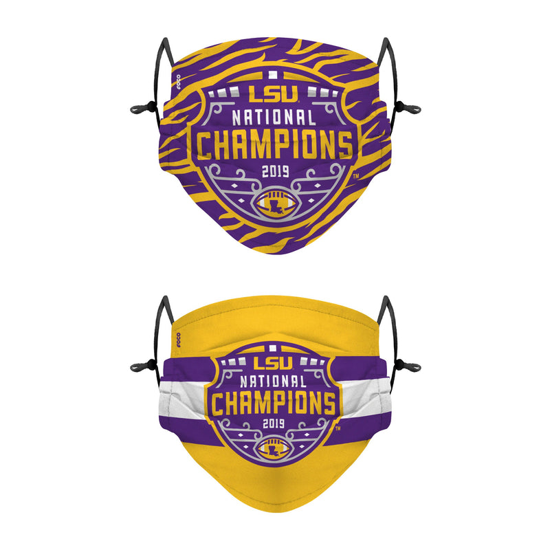 LSU Tigers NCAA 2019 National Champions Adjustable 2 Pack Fac