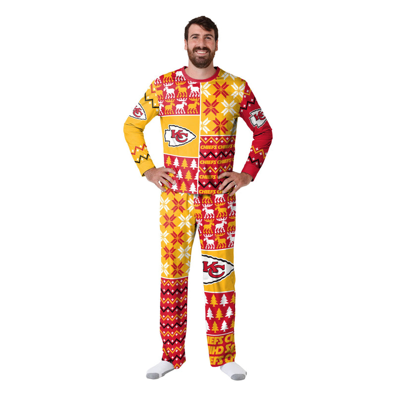 Kansas City Chiefs NFL Busy Block Family Holiday Pajamas