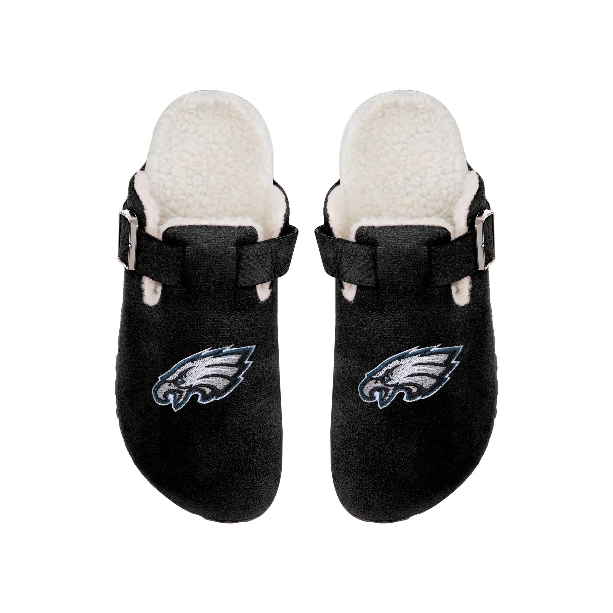 Philadelphia Eagles NFL Womens Fur Buckle Clog Slippers