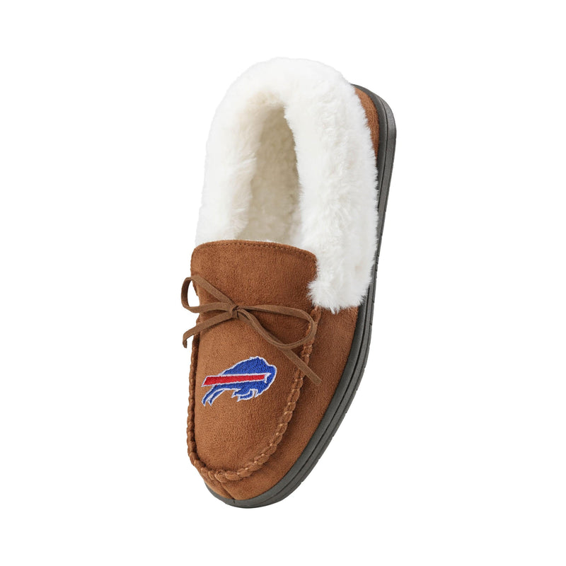 foco nfl womens team color faux fur logo moccasin slippers