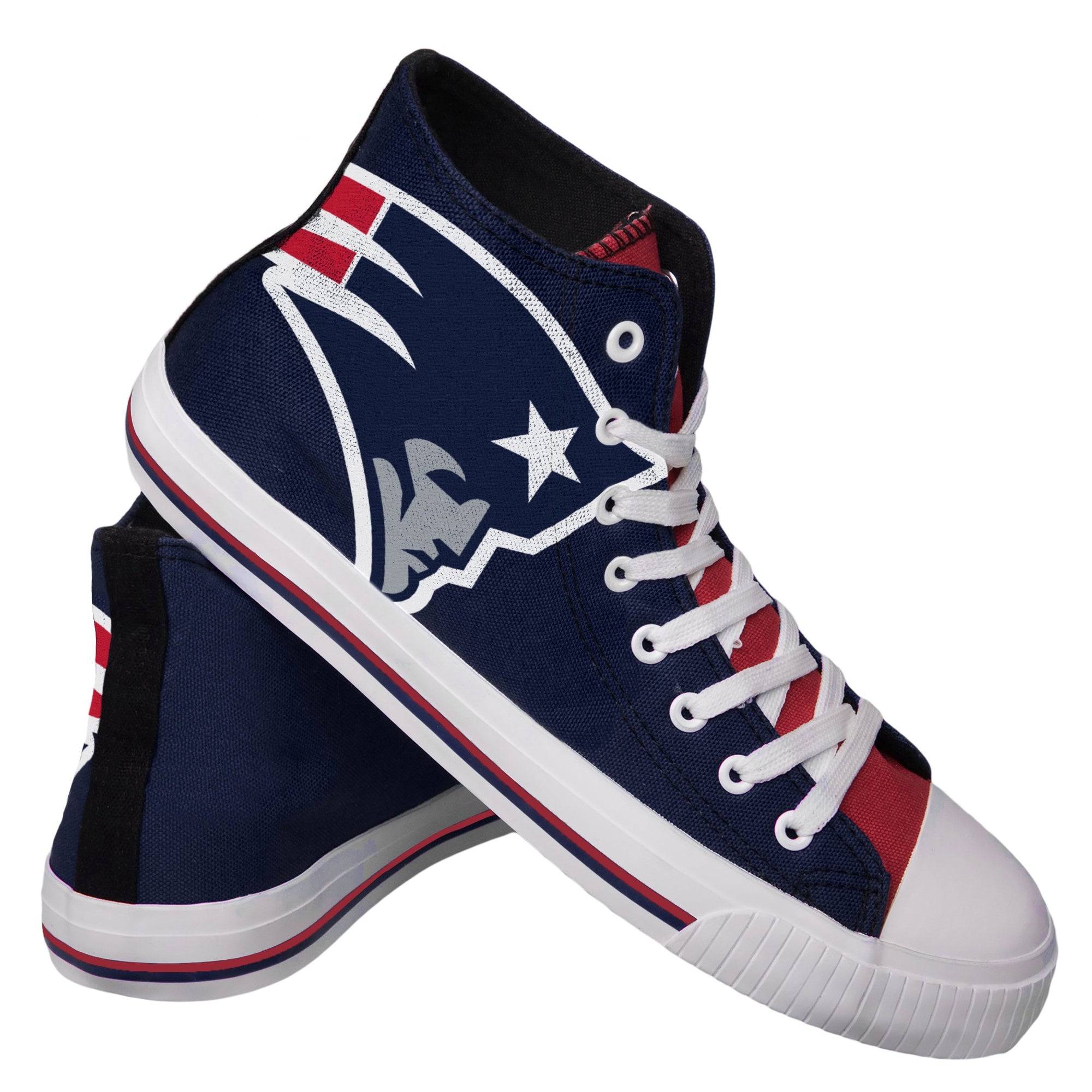 New England Patriots NFL Mens High Top Big Logo Canvas Shoes