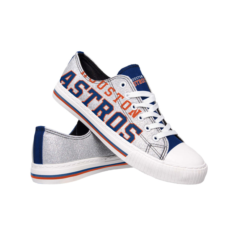 Houston Astros MLB Womens Glitter Low Top Canvas Shoes