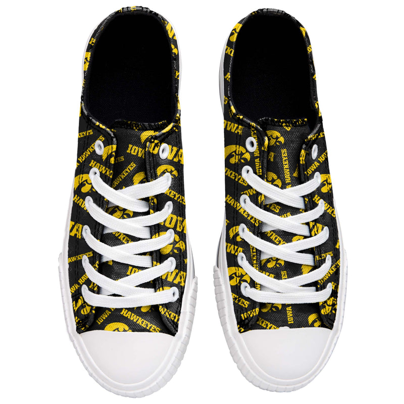 Iowa Hawkeyes NCAA Womens Low Top Repeat Print Canvas Shoes