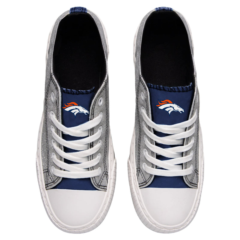 Denver Broncos NFL Womens Glitter Low Top Canvas Shoes