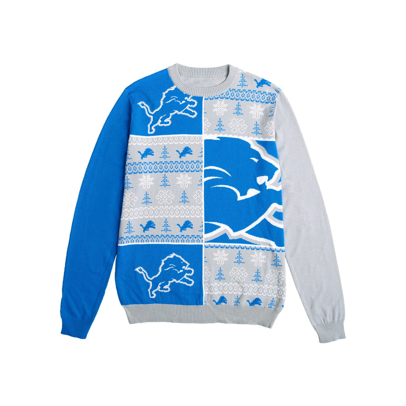 Detroit Lions Patches NFL Ugly Crew Neck Sweater By Forever