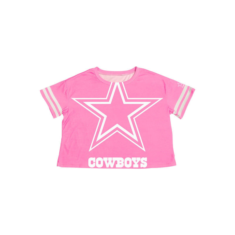 Dallas Cowboys T-Shirt Girl Youth L Pink Print Sparkly Gray