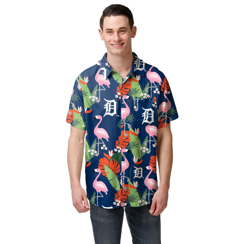 Detroit Tigers MLB Mens Floral Button Up Shirt